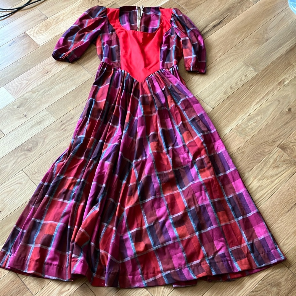 Vintage handmade Vibrant Plaid Dress